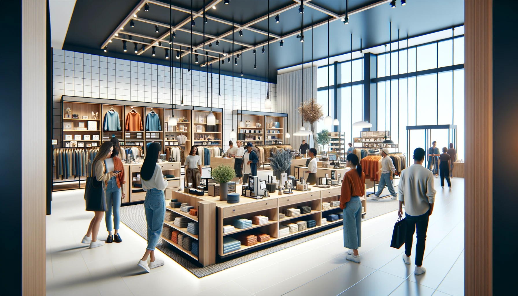 Insidan av en butik kopplad till skyltar